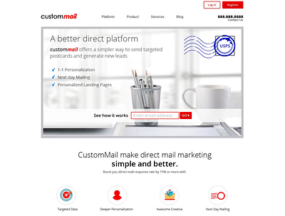 CustomMail Website and Application design icon web