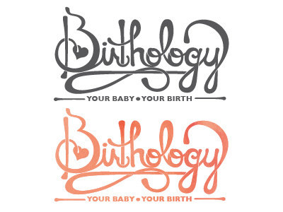 Birthology hand lettering identity logo