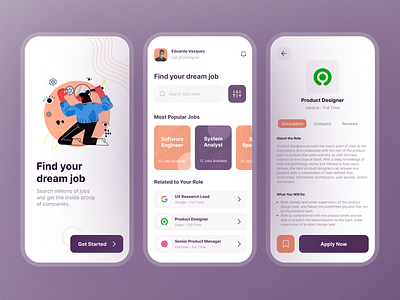 Job Finder App app design finder idea inspiration job job application job listing mobile ui ux