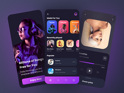 Music Streaming App (Dark Theme)