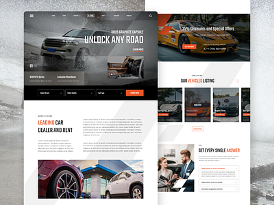 X-Cars - Automotive Landing Page automotive car dealer dealership design idea inspiration interface race rent ui ux visual web
