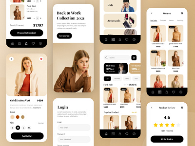 Ecommo - E Commerce Mobile App app coat design dress e commerce ecommerce fashion hm idea illustration inspiration interface shop store ui uniqlo ux zara