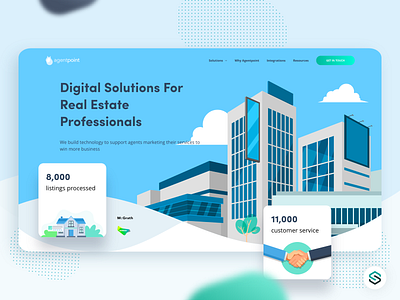 AgentPoint clean design illustraion internet landing page redesign ui userinterface ux web webapp webdesign website website design