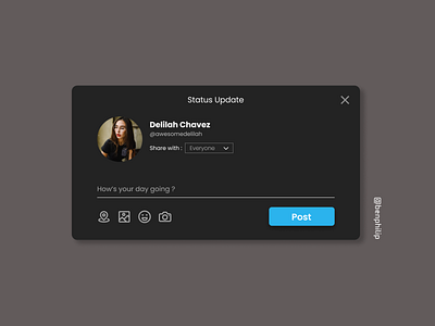 Status Update dailyui dark theme figma simple ui design ux