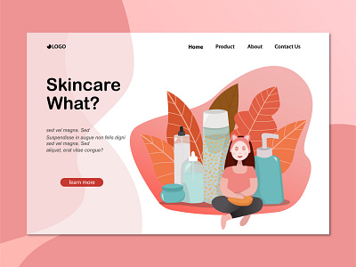 skincare routin art design flat illustration landing page