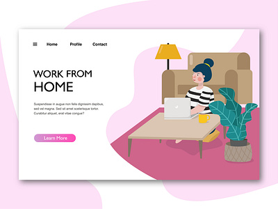 work from home landing page illustration design illustration landingpage ui vector