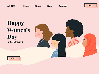 women's day landing page illustration design template