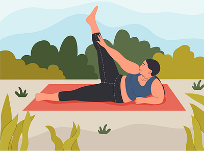 Outdoor Yoga art design exercise flat girl illustration illustrator vector vector illustration yoga
