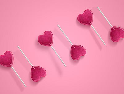 Heart Lollipops (Valentines Dribble Rebound) adobe adobe photoshop candy design dribbbleweeklywarmup dribble shot graphic design hearts lollipop photoshop pop rebound valentines valentines day