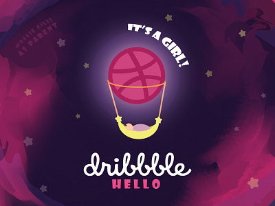 Hello Dribbble! baby debut debuts hello dribble hotairballoon illustrator space