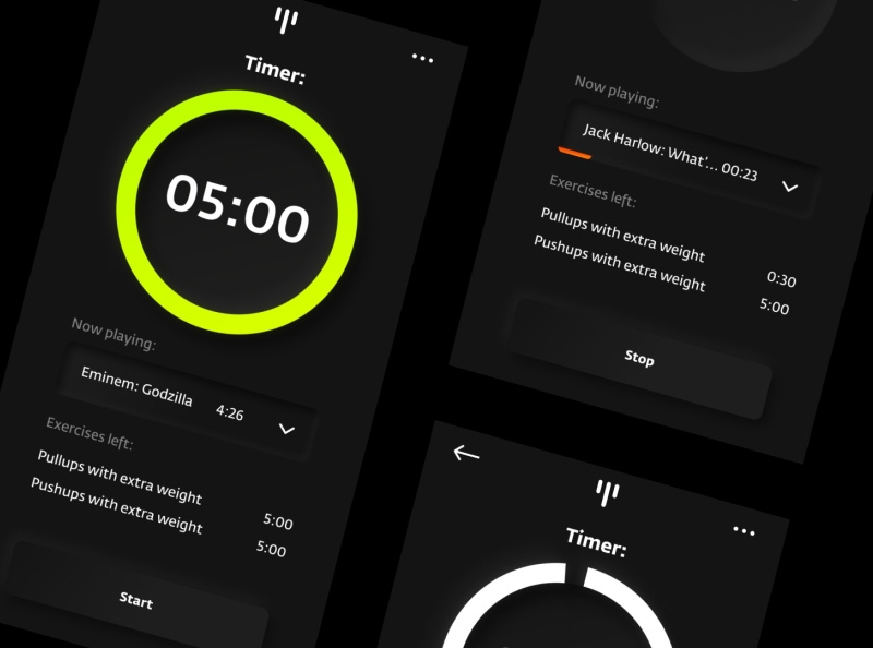 Fitness Timer with music Mobile app design by Artem Korolev on Dribbble