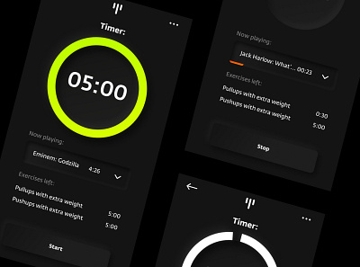 Fitness Timer with music | Mobile app design app design mobile neomorphism ui ux web