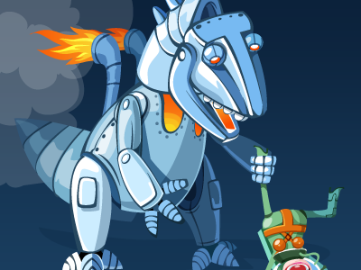 Steel Godzilla for Turbomilk website character godzilla robot spaceman