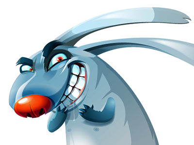 Sinister rabbit for a web developers’ festival character rabbit