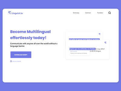 Simple Translator Landing Page clean design minimal ui