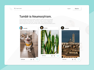 Tumblr Neumorphism. clean design illustration minimal neumorphic neumorphism tumblr ui web webdeisgn