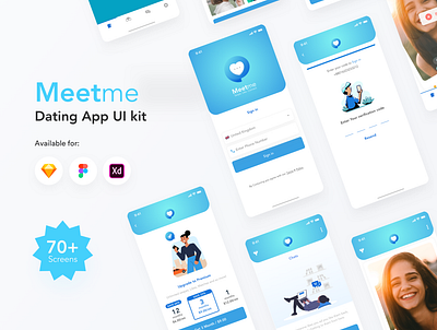 MeetMe app UI kit android app branding dating dating app dating ui kit dating website design illustration ios kit mobile typography ui ui kit ux