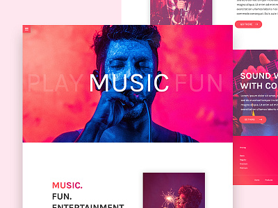 Experimental Music Web UI branding design flat landing page redesign type typography ui ux website