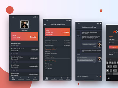 Payoneer Redesign (Dark UI) android app dark ui ios mobile redesign ui ux