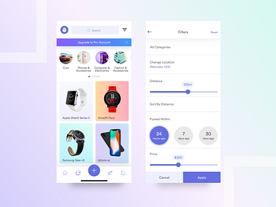 Ecommerce app UI for iOS and Android device