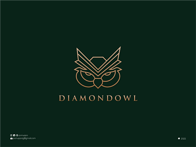 Monoline Diamond Owl Logo art jewelry logo maker