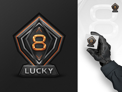 Lucky 8 Sticker gaming logo graphic design sticker sticker design throphy