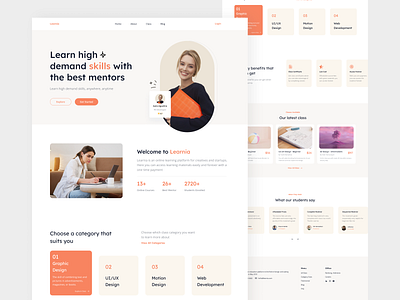 Learnia - Online Course Landing Page course e learning education learning management system learning platform online online course study uiux design web design