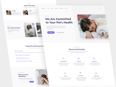 Pawcare - Pet Care Landing Page animal cat dog health landing page minimal pet pet care ui vet veterarian web web design website