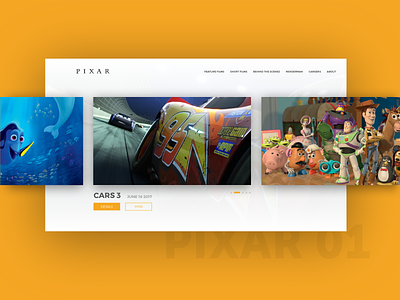 Pixar Concept 01 clean header homepage interface minimal pixar site slider ui web website
