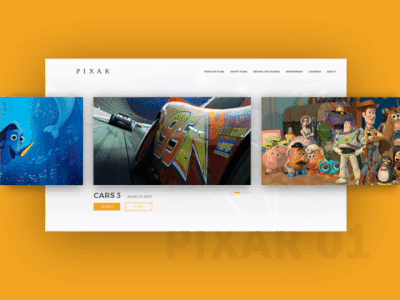 Pixar Concept 01 - Live clean header interface minimal pixar site slider trailer ui ux web website