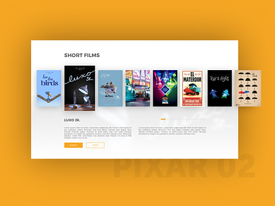Pixar Concept 02 clean header homepage interface minimal pixar site slider ui web website