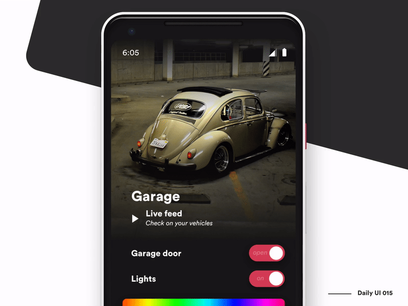 Assistant - On/Off Switch - DailyUi 015 app buttons cars clean dailyui dash dashboard feed garage interface lights minimal minimalist motion platform responsive switch ui ux video