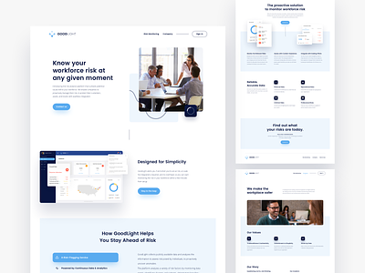 GoodLight - Website Redesign about blue charts clean corporate dashboard graphs home landing media minimal minimalist page platform risk stats ui ux web website