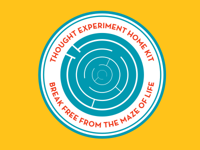 Thought Experiment badge blue circle flat maze yellow