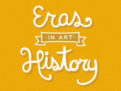 Eras in Art History gold grain lettering ribbon texture