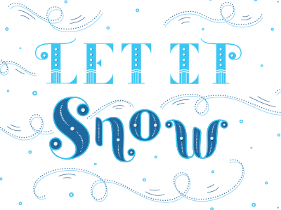 Let It Snow blue card design christmas fun greeting card hand lettered lettering