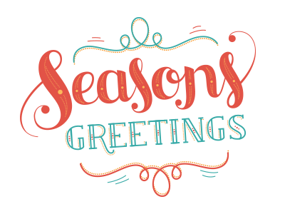 Seasons Greetings card design christmas fun greeting card hand lettered lettering retro