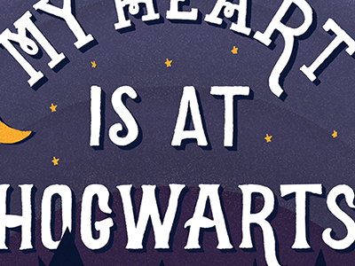 My Heart is at Hogwarts badge hand lettering illustration lettering