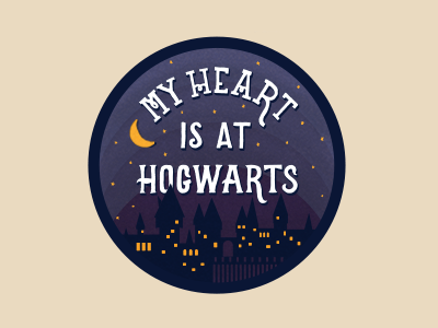 My Heart is at Hogwarts Badge badge harry potter illustration lettering