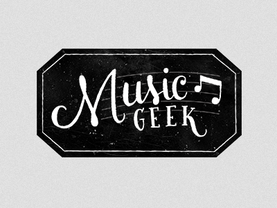 Music Geek Badge badge black hand lettering lettering music texture white