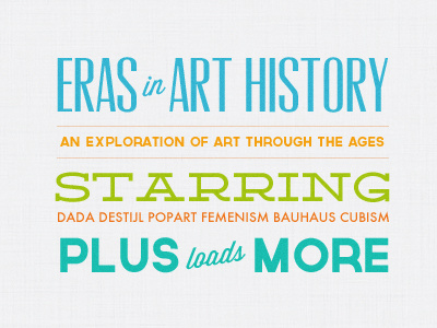 Eras in Art History advertisement colorful graphic design typography