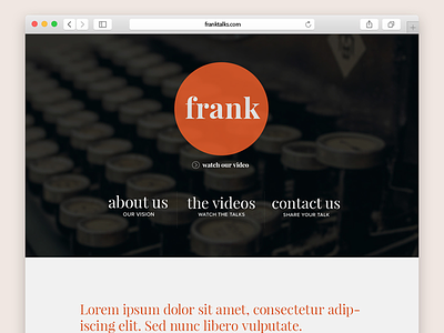 Frank Talks Website Design classy header orange website