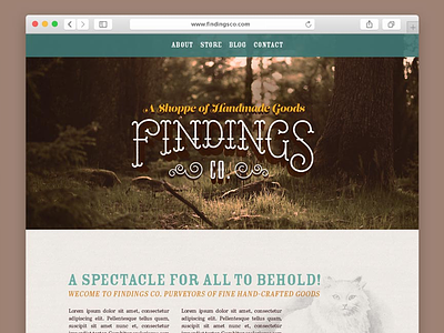 Findings Co. Website hand-lettered lettering victorian web design website