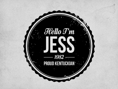 Hello I'm Jess badge texture typography worn