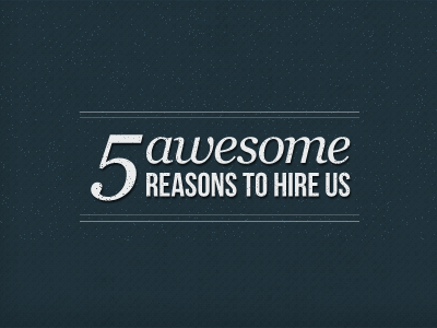5 Awesome Reasons to Hire Us action blue call to typography