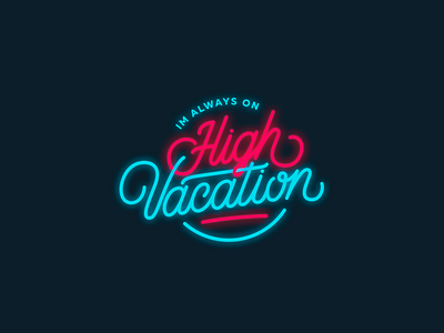 High vacation 90s american brand branding glow logo retro script type typography vector vintage