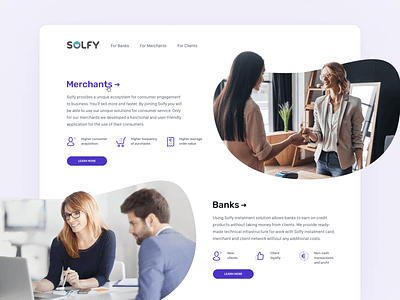 Solfy — Website card credit design finance landing neomorphism responsive web design smooth startup ueno ui ux web