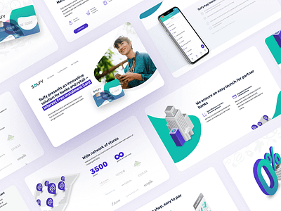 Solfy — Website app branding card credit finance fintech illustration isometric light responsive web design startup ueno ui ux vector web