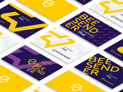 Beesender — Business Cards bee branding bussines card card design identity illustration messenger neomorphism platform print right