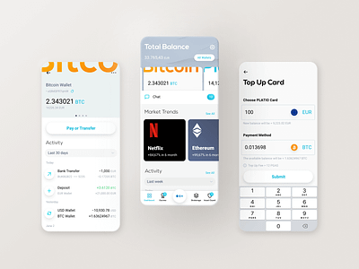 Platio – Mobile App app bank crypto crypto wallet finance mobile neomorphism neumorphic neumorphism product design smooth ueno ui ux